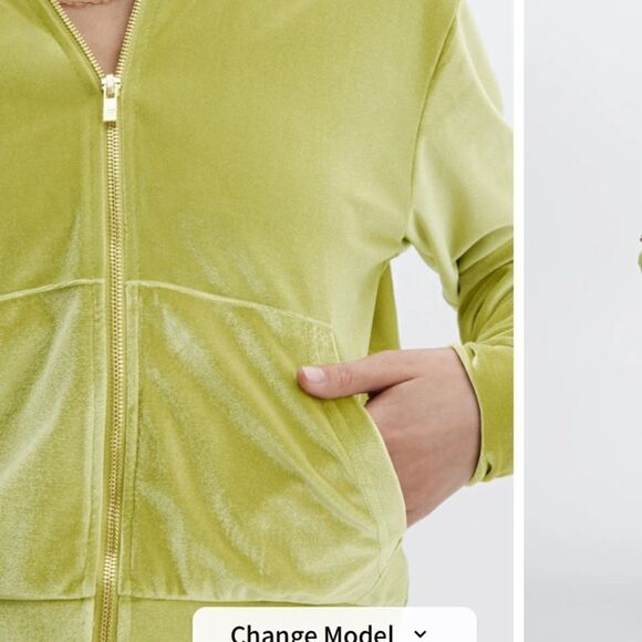 Fabletics Donna Velour chartreuse zip hoodie size medium - Picture 3 of 8